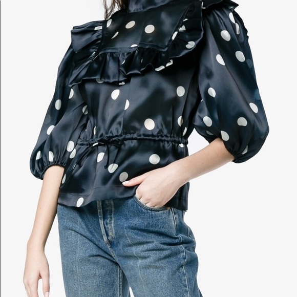 GANNI RUFFLE POLK DOT TOP 4 - Picture 8 of 10